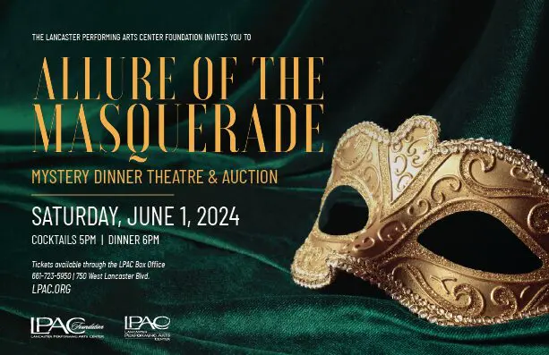 Allure of the Masquerade June 1 @ 5:00 pm The LPAC Foundation’s Mystery Dinner Theatre and Auction Fundraiser